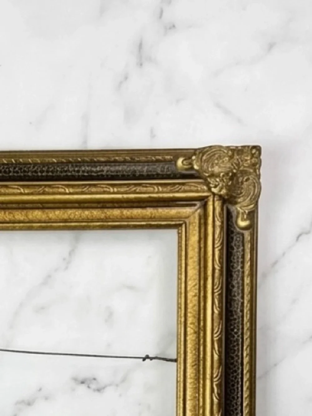 Antique Victorian Carved Wood Picture Frame Bronze Gold 29.5”x25.5” Ornate c1900